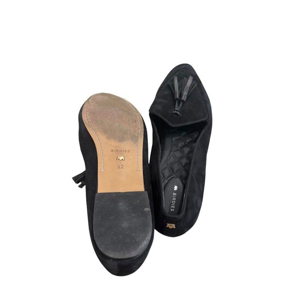 Birdies  Black Suede Tassel Smoking Slipper Flats Womens 12 - Picture 3 of 5